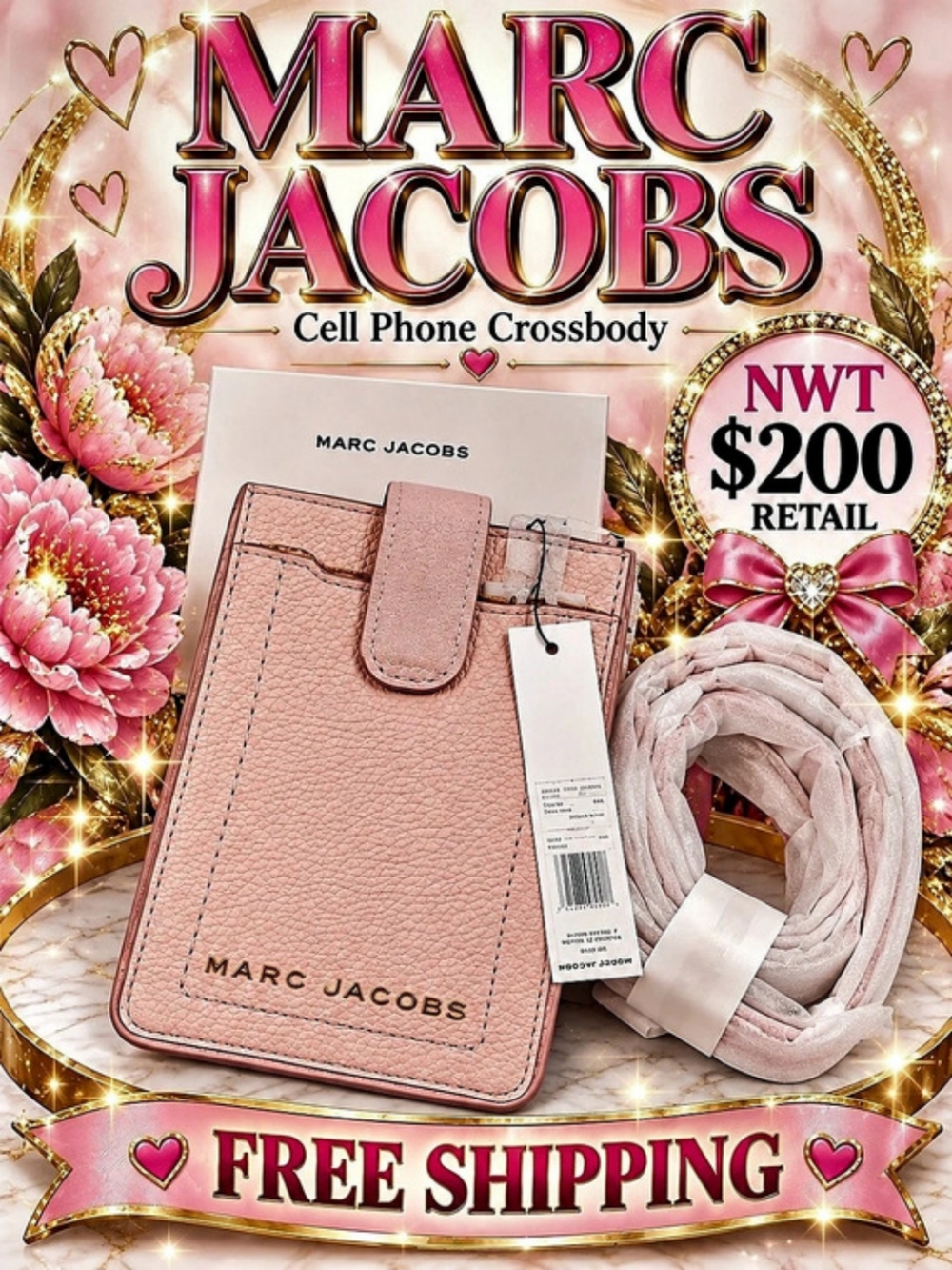 Marc Jacobs The Groove Leather Phone Crossbody Peach